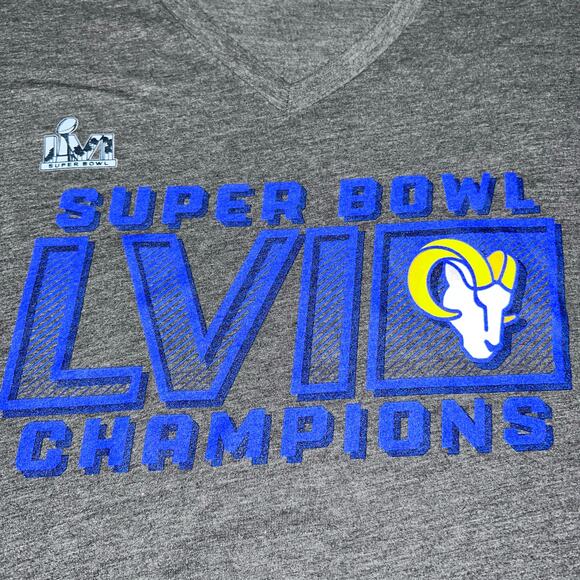 ✨Los Angeles Rams Super Bowl LVI Champions T-Shirt XL Women’s Gray NWT Fanatics - Picture 5 of 8